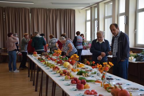 setkání seniorů, výstavka ovoce a zeleniny